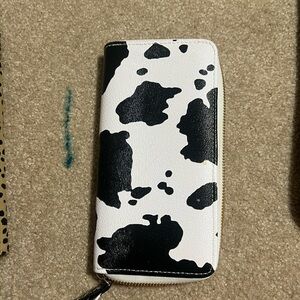 SHEIN Black and White Cow Print Wallet